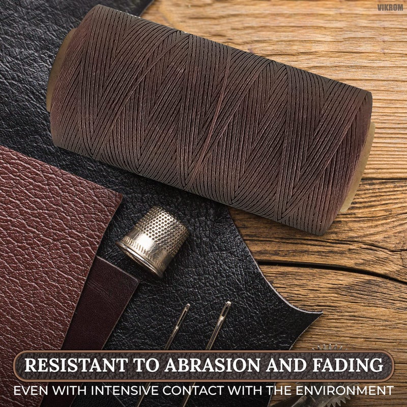 VIKROM Wax String 284 Yards 150D 1mm - Waxed String Cord for Leather Sewing, Deep Brown Color, Resistant to Abrasion and Fading, Brown Waxed Thread for Leather Craft, Bookbinding, and Shoe Repairing - Image 4